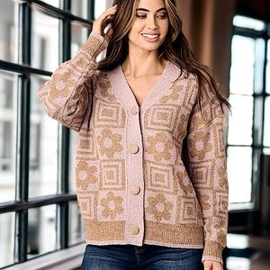 39477 Floral Cardigan Sweater